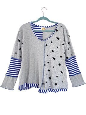 Hand Jive Freedom Tunic Thermal Top Wearable Art Lagenlook Stars Cozy Large